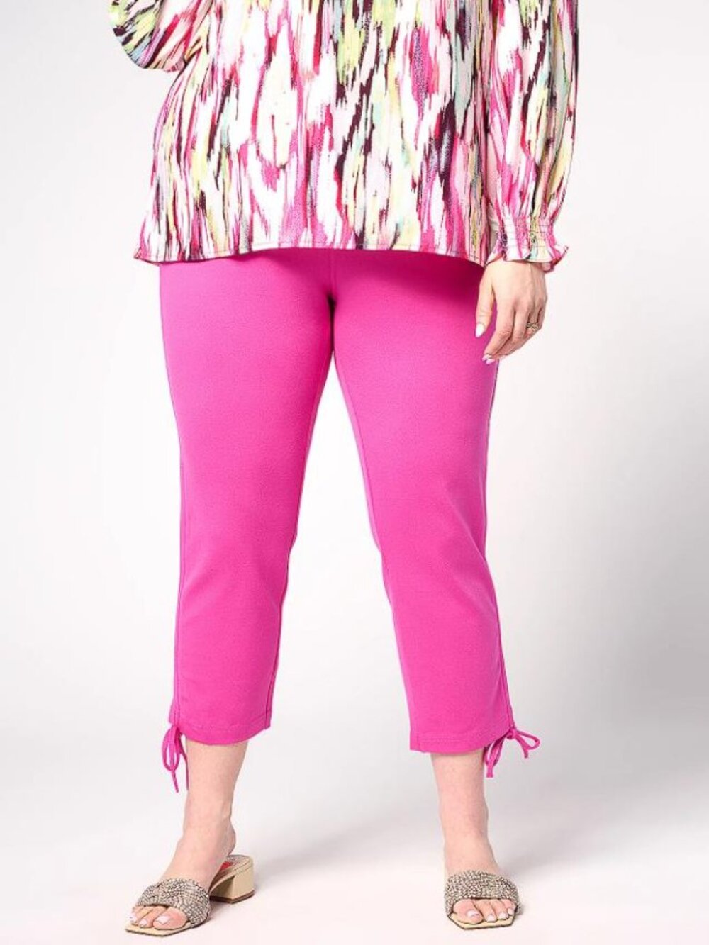 BELLE BY KIM GRAVEL Women's Tall Ponte Convertibelle Crop Pant Size 10p In Pink